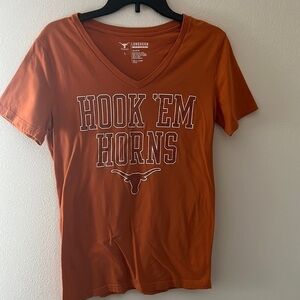 Longhorn Apparel women’s Sz L short sleeve V-neck t-shirt Hook’em Horns